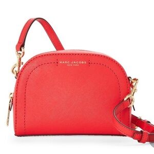 Marc Jacobs Coral-Red Dome Crossbody Bag with Gold Hardware